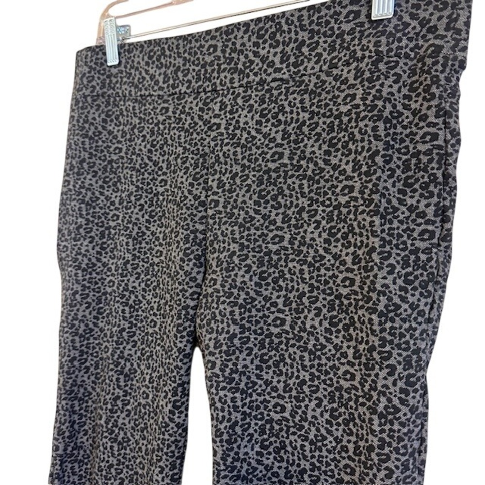 LOFT Women's Black & Gray Leopard Print Pull on Leggings Pants LG Tall LT